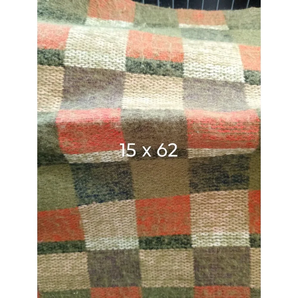 Handwoven Checkered Scarf Fall‎ Autumn Colors Fringed Ends
